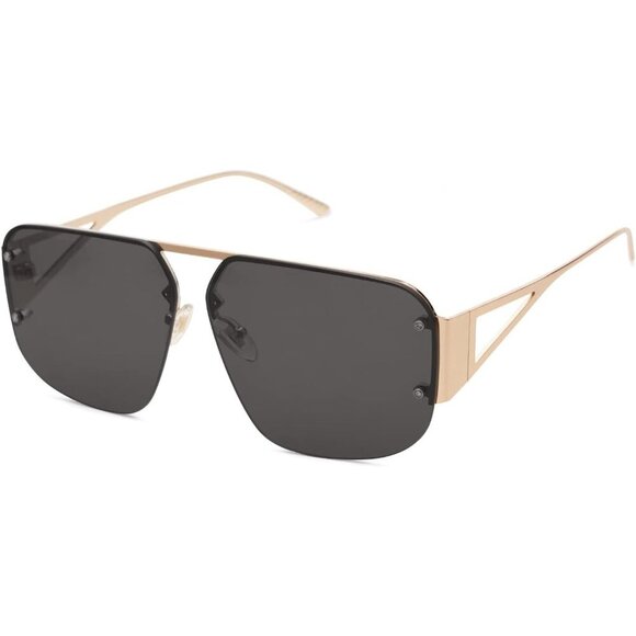 Trendy Aviator Sunglasses Mens Womens Retro Metal Rimless Gold Frame Shades - Picture 4 of 7